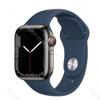 Apple Watch Series 7 (GPS + Cellular) 41mm stal szlachetna grafit z paskiem sportowym abyssblau