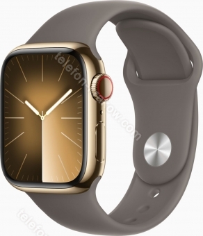 Apple Watch Series 9 (GPS + Cellular) 41mm stal szlachetna złoty z paskiem sportowym S/M tonbraun