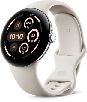 Google pikseli Watch 3 (LTE) 45mm Polished Silver z paskiem sportowym Porcelain