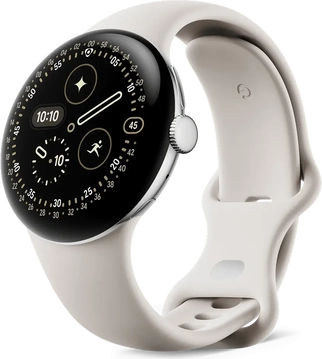 Google pikseli Watch 4 (LTE) 41mm Polished Silver z paskiem sportowym Porcelain