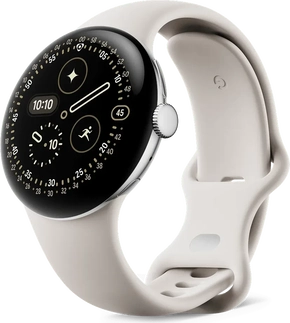 Google pikseli Watch 4 (Wi-Fi) 41mm Polished Silver z paskiem sportowym Porcelain