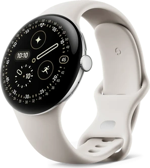 Google pikseli Watch 4 (LTE) 45mm Polished Silver z paskiem sportowym Porcelain