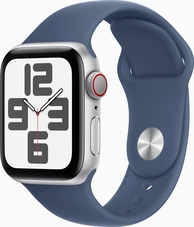 Apple Watch SE (2022) (GPS + Cellular) 40mm srebrny z paskiem sportowym S/M Denim