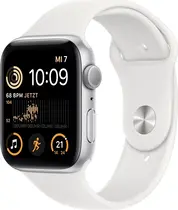 Apple Watch SE 2022 (GPS) 44mm srebrny z paskiem sportowym biały