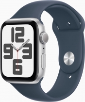 Apple Watch SE 2022 (GPS) 44mm srebrny z paskiem sportowym S/M sturmblau