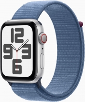 Apple Watch SE 2022 (GPS + Cellular) 44mm srebrny z Sport Loop winterblau