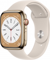 Apple Watch Series 8 (GPS + Cellular) 45mm stal szlachetna złoty z paskiem sportowym Polarstern