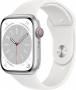 Apple Watch Series 8 (GPS + Cellular) 45mm aluminiowy srebrny z paskiem sportowym biały