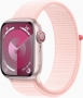 Apple Watch Series 9 (GPS + Cellular) 41mm aluminiowy srebrny z Sport Loop jasny róż