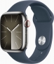 Apple Watch Series 9 (GPS + Cellular) 41mm stal szlachetna srebrny z paskiem sportowym M/L sturmblau