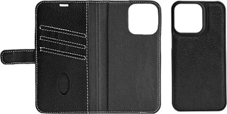 Essentials Genuine Leather Booklet etui do Apple iPhone 13 Pro Max czarny
