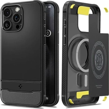 Spigen Rugged Armor (MagFit) do Apple iPhone 15 Pro Max mata Black