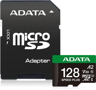 ADATA SPEED PLUS R180/W160 microSDXC 128GB Kit, UHS-I U3, A2, Class 10