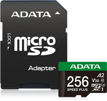 ADATA SPEED PLUS R180/W160 microSDXC 256GB Kit, UHS-I U3, A2, Class 10