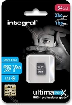 Integral ultima PRO X2 R280/W100 microSDXC 64GB Kit, UHS-II U3, Class 10