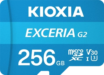 KIOXIA EXCERIA G2 R100/W50 microSDXC 256GB Kit, UHS-I U3, A1, Class 10
