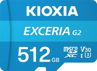 KIOXIA EXCERIA G2 R100/W50 microSDXC 512GB Kit, UHS-I U3, A1, Class 10