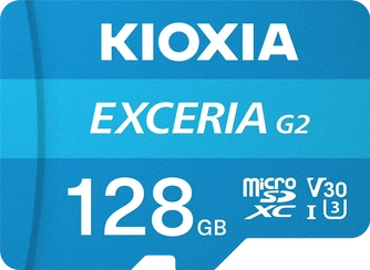 KIOXIA EXCERIA G2 R100/W50 microSDXC 128GB Kit, UHS-I U3, A1, Class 10