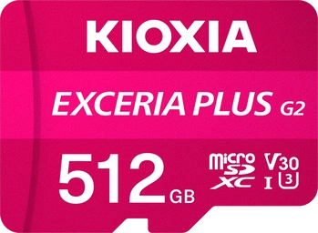 KIOXIA EXCERIA PLUS G2 R100/W90 microSDXC 512GB Kit, UHS-I U3, A1, Class 10
