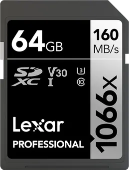 Lexar Professional 1066x Silver Series R160/W70 SDXC 64GB, UHS-I U3, Class 10