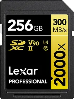 Lexar Professional 2000x Gold Series R300/W260 SDXC 256GB, UHS-II U3, Class 10
