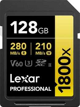 Lexar Professional 1800x Gold Series R280/W210 SDXC 128GB, UHS-II U3, Class 10