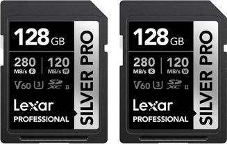 Lexar Professional SILVER PRO R280/W120 SDXC 128GB 2er-Pack, UHS-II U3, Class 10