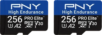 PNY Pro Elite High Endurance R100/W90 microSDXC 256GB Kit, UHS-I U3, A2, Class 10, 2er-Pack
