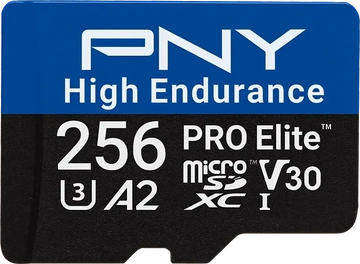PNY Pro Elite High Endurance R100/W90 microSDXC 256GB Kit, UHS-I U3, A2, Class 10