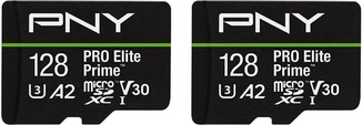 PNY Pro Elite Prime R200/W150 microSDXC 128GB Kit, 2er-Pack, UHS-I U3, A2, Class 10