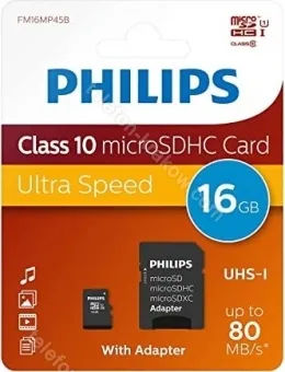Philips R80/W20 microSDHC 16GB Kit, UHS-I U1, A1, Class 10