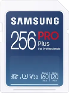 Samsung PRO Plus for Professionals R160/W120 SDXC 256GB USB-Kit, UHS-I U3, Class 10