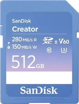 SanDisk Creator R280/W150 SDXC 512GB, UHS-II U3, Class 10