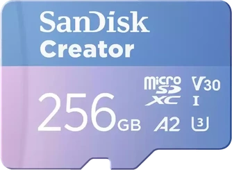 SanDisk Creator R190/W130 microSDXC 256GB Kit, UHS-I U3, A2, Class 10