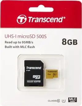 Transcend 500S R95/W25 microSDHC 8GB Kit, UHS-I U1, Class 10