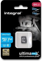 Integral ultima PRO X2 R280/W100 microSDXC 64GB Kit, UHS-II U3, Class 10