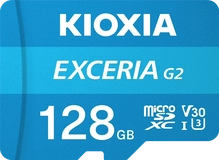 KIOXIA EXCERIA G2 R100/W50 microSDXC 128GB Kit, UHS-I U3, A1, Class 10