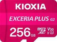 KIOXIA EXCERIA PLUS G2 R100/W90 microSDXC 256GB Kit, UHS-I U3, A1, Class 10