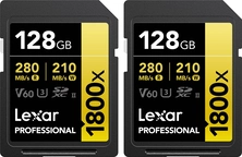 Lexar Professional 1800x Gold Series R280/W210 SDXC 128GB, UHS-II U3, Class 10, 2er-Pack