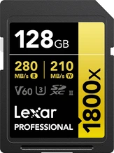 Lexar Professional 1800x Gold Series R280/W210 SDXC 128GB, UHS-II U3, Class 10