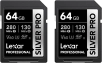 Lexar Professional SILVER PRO R280/W130 SDXC 64GB 2er-Pack, UHS-II U3, Class 10