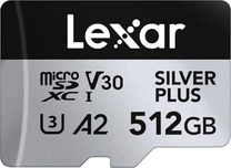 Lexar Professional SILVER PLUS R205/W150 microSDXC 512GB Kit, UHS-I U3, A2, Class 10