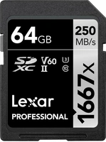 Lexar Professional 1667x Silver Series R250/W120 SDXC 64GB, UHS-II U3, Class 10, 2er-Pack