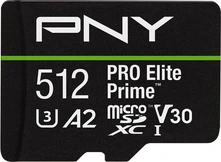 PNY Pro Elite Prime R200/W150 microSDXC 512GB Kit, UHS-I U3, A2, Class 10
