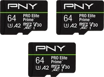 PNY Pro Elite Prime R200/W110 microSDXC 64GB, UHS-I U3, A2, Class 10, 3er-Pack