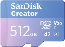 SanDisk Creator R190/W130 microSDXC 512GB Kit, UHS-I U3, A2, Class 10