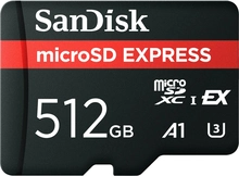 SanDisk microSD EXPRESS R880/W650 microSDXC Express 512GB, UHS-I U3, A1, Class 10, SD Express EX I