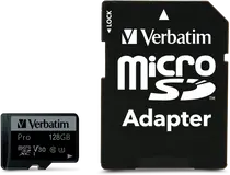 Verbatim Pro U3 R90/W45 microSDXC 128GB Kit, UHS-I U3, Class 10