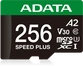 ADATA SPEED PLUS R180/W160 microSDXC 256GB Kit, UHS-I U3, A2, Class 10