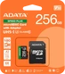 ADATA SPEED PLUS R180/W160 microSDXC 256GB Kit, UHS-I U3, A2, Class 10